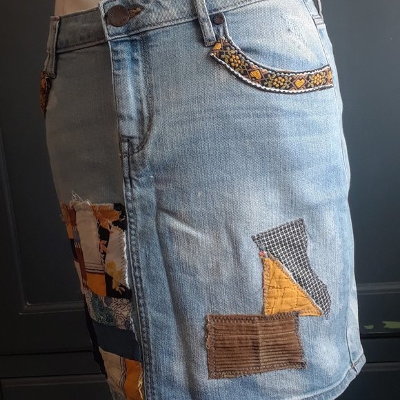 Skirt Denim - Patched Patchwork - Size 28/6P - Picture 8 of 9